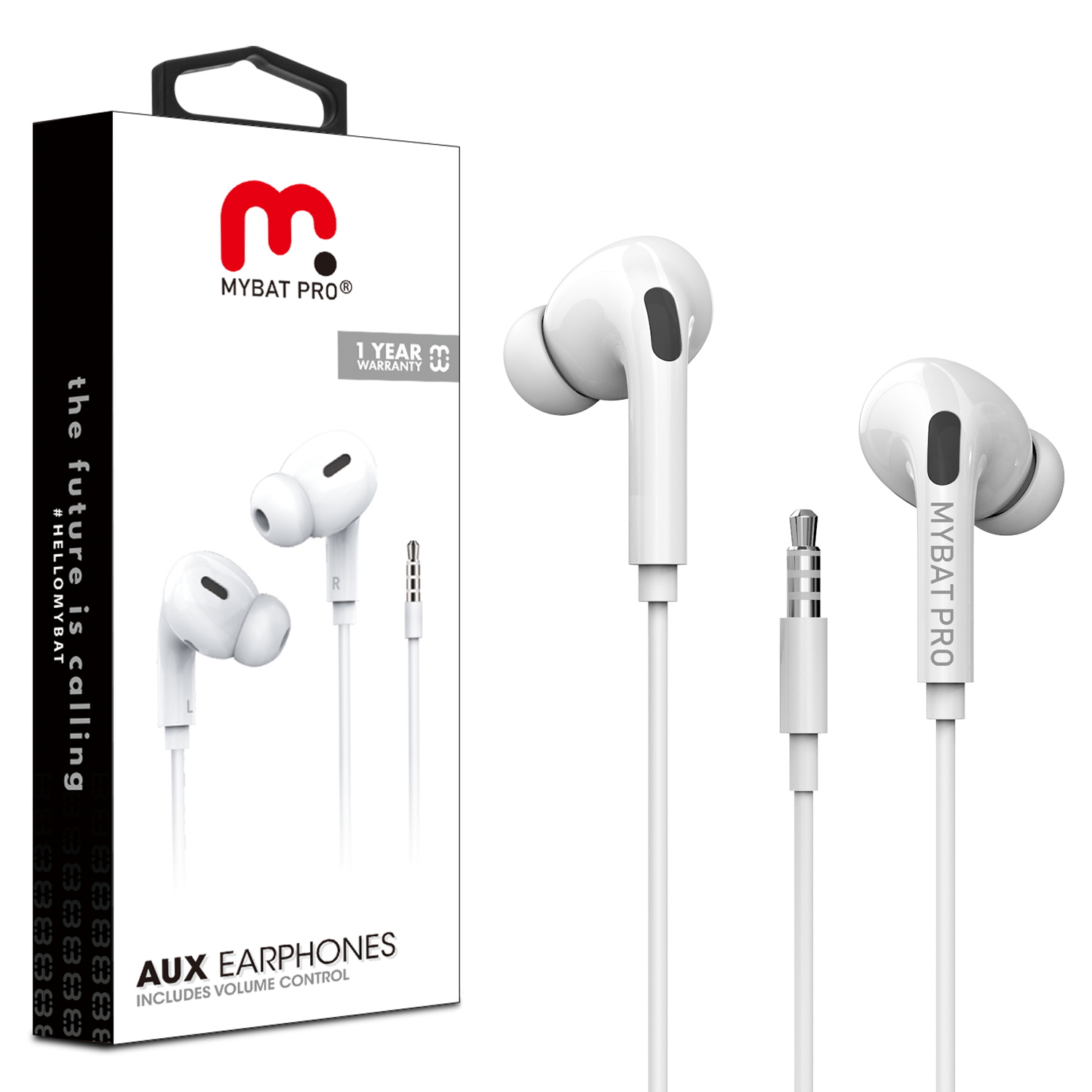 MyBat Pro Wired Stereo Handsfree w 3.5mm Mic White for Samsung