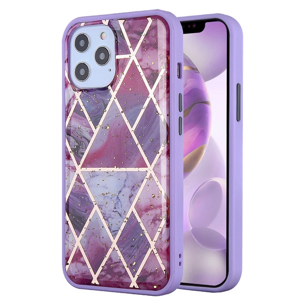 purple iphone 12 with clear case